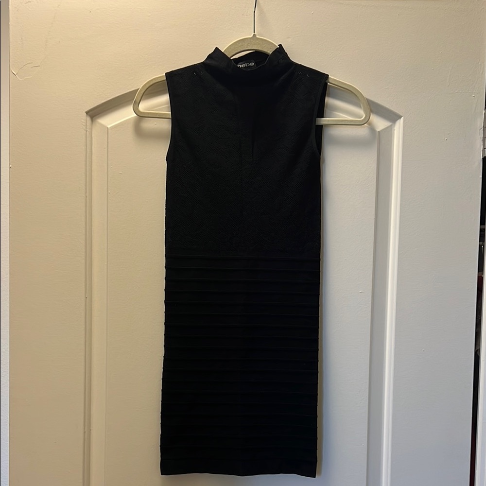 bebe Black Textured Mini Dress